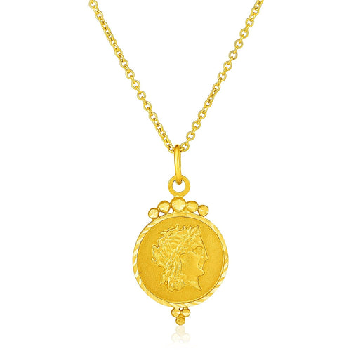 14k Yellow Gold with Round Roman Coin Pendant by Avera Group