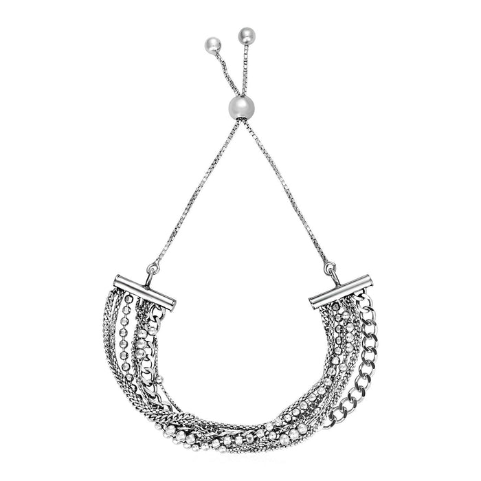 Adjustable Multi Chain Bracelet in Sterling Silver (15.00 mm) by Avera Group