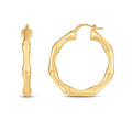 14k Yellow Gold Large Bamboo Hoops by Avera Group