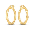 14k Yellow Gold Large Bamboo Hoops by Avera Group
