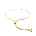 14k Yellow Gold Adjustable Lariat Style Heart Motif Bracelet by Avera Group