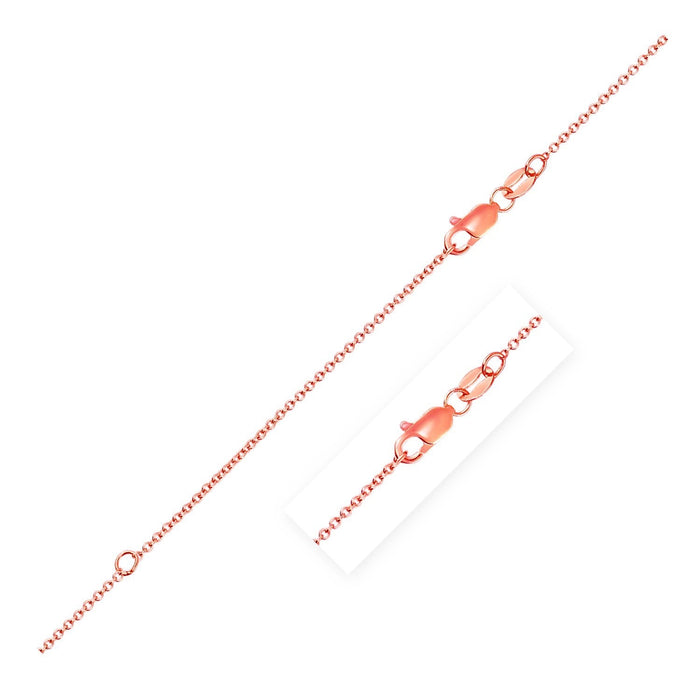 Extendable Cable Chain in 18k Rose Gold (1.00 mm) by Avera Group