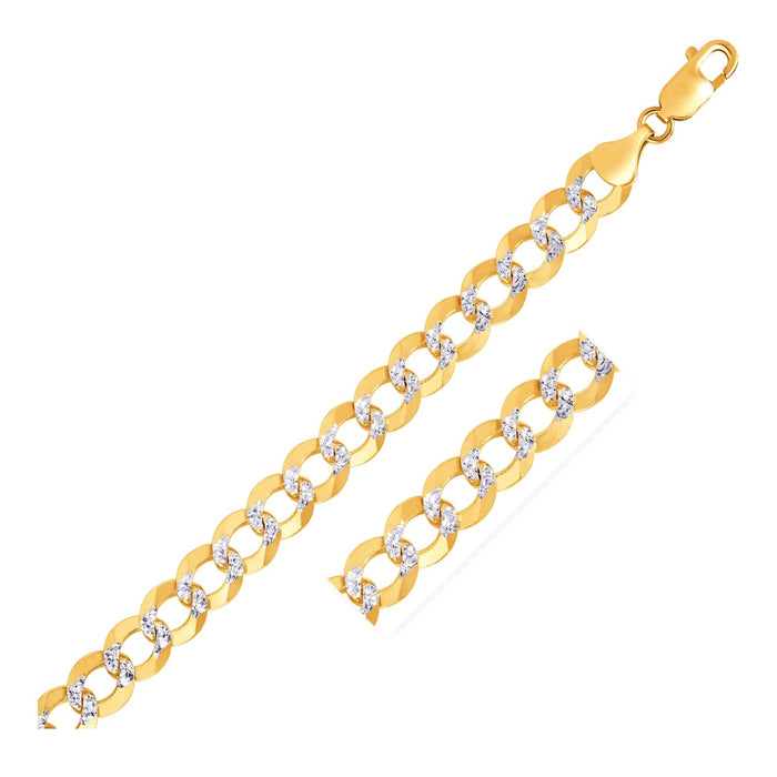 14k Two Tone Gold Pave Curb Bracelet (9.70 mm) by Avera Group