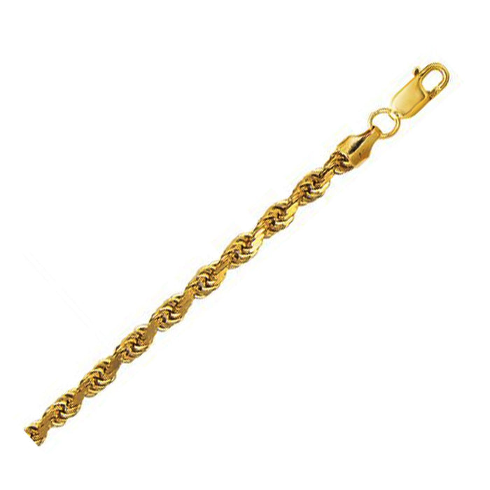 10K Yellow Gold Hollow Diamond Cut Rope Chain (5.00 mm) by Avera Group