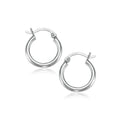 10k White Gold Polished Hoop Earrings (15 mm) by Avera Group