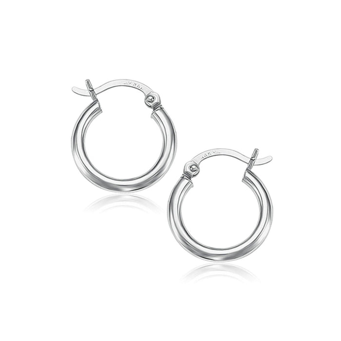 10k White Gold Polished Hoop Earrings (15 mm) by Avera Group