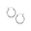10k White Gold Polished Hoop Earrings (2x15 mm)