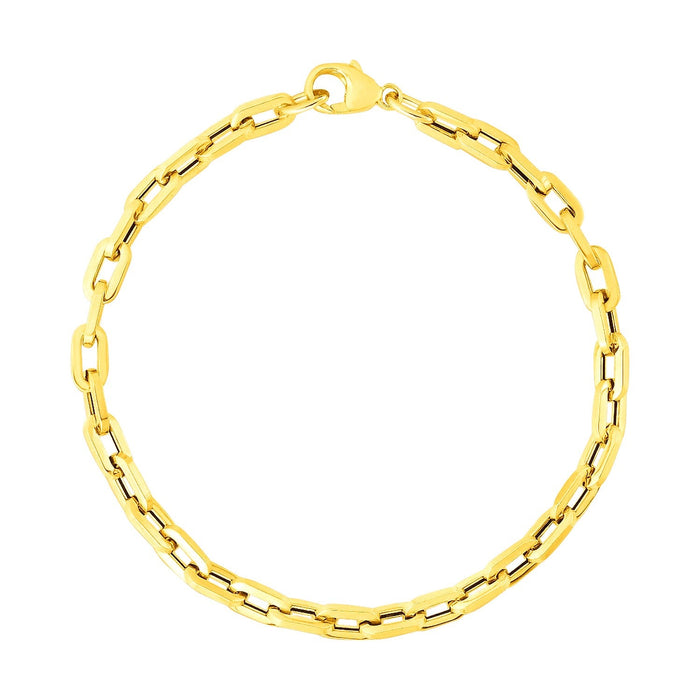 14k Yellow Gold 7 1/2 inch Paperclip Chain Bracelet with Three Diamond Links (4.20 mm) by Avera Group