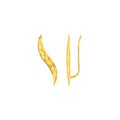 Textured Leaf Climber Earrings in 14k Yellow Gold by Avera Group