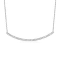 Sterling Silver Curved Bar Necklace with Cubic Zirconias by Avera Group