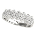 Diamond Studded Wide Multi-Diagonal Pattern Ring in 14k White Gold (5/8 cttw) by Bids.com