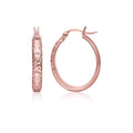 14k Rose Gold Hammered Oval Hoop Earrings by Bids.com