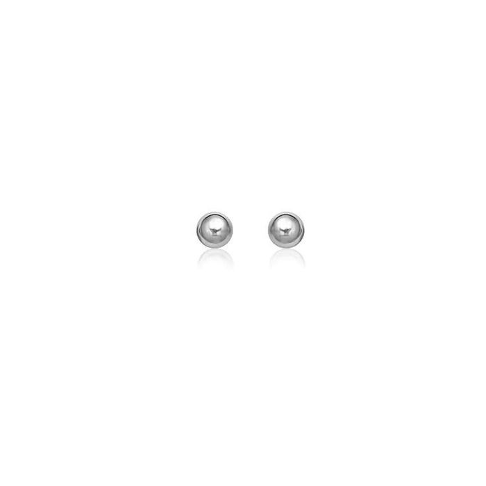 14k White Gold Round Stud Earrings (4.0 mm) by Avera Group