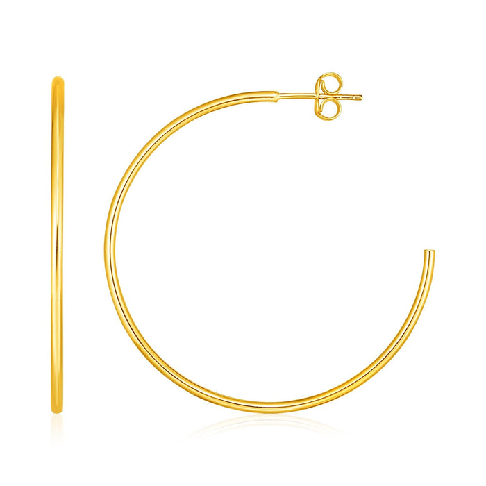 14k Yellow Gold Polished Hoop Earrings by Avera Group