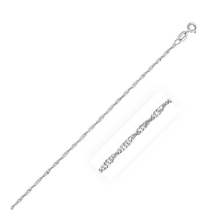 10k White Gold Singapore Bracelet 1.5mm by Avera Group