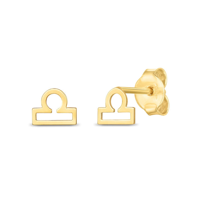 14k Yellow Gold Libra Stud Earrings by Avera Group
