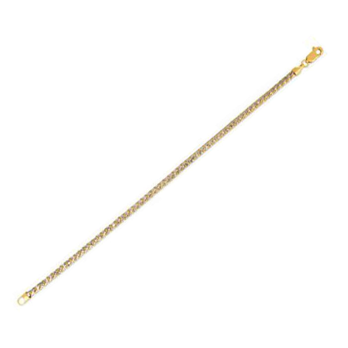 Round Pave Franco Chain Bracelet in 14k Yellow Gold (3.1 mm) by Avera Group