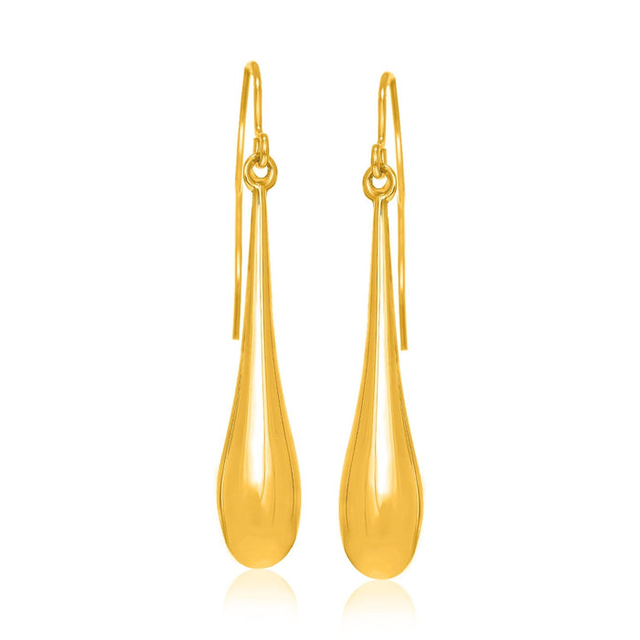 14k Yellow Gold Long Polished Teardrop Dangling Earrings by Avera Group