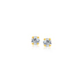 14k Yellow Gold Stud Earrings with Faceted White Cubic Zirconia by Bids.com