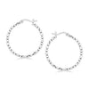 Sterling Silver Faceted Motif Hoop Earrings with Rhodium Plating(2x25mm)