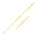 14k Yellow Gold 7 inch Curb Chain Bracelet with Heart by Avera Group