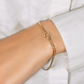 14k Yellow Gold 7 inch Curb Chain Bracelet with Heart by Avera Group