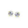 14k Yellow Gold Stud Earrings with White Hue Faceted Cubic Zirconia(5mm) by Avera Group