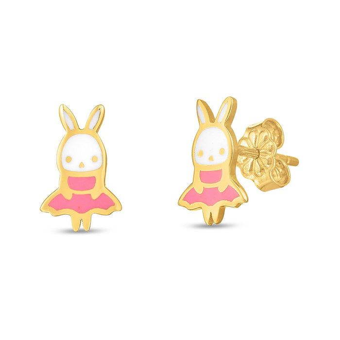 14k Yellow Gold Bunny Studs by Avera Group