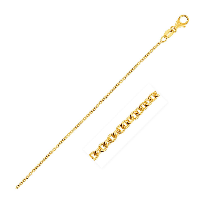 14k Yellow Gold Round Cable Link Chain 1.3mm by Avera Group