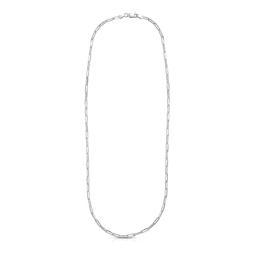 Sterling Silver Rhodium Plated Paperclip Chain (3.00 mm) by Avera Group