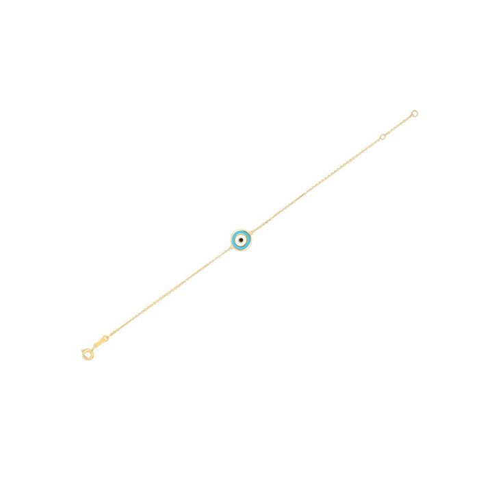 14k Yellow Gold Blue Evil Eye Bracelet by Avera Group