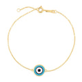 14k Yellow Gold Blue Evil Eye Bracelet by Avera Group