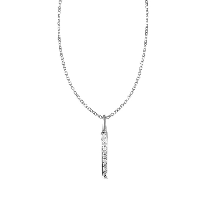 14k White Gold Bar Pendant with Diamonds by Avera Group