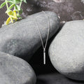 14k White Gold Bar Pendant with Diamonds by Avera Group