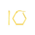 14K Yellow Gold Hexagon Shaped Hoop Earrings by Bids.com