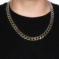 14k Two Tone Gold Pave Curb Chain (11.23 mm) by Avera Group