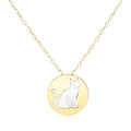 14k Yellow Gold Necklace with Cat Symbol in Mother of Pearl by Avera Group