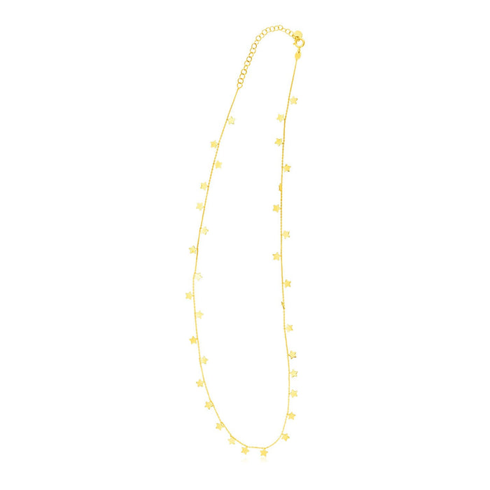 14K Yellow Gold Necklace with Dangling Stars by Avera Group