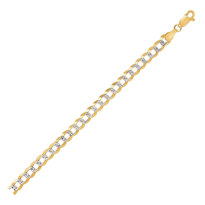14k Two Tone Gold Pave Curb Chain (5.70 mm) by Avera Group