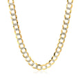 14k Two Tone Gold Pave Curb Chain (5.70 mm) by Avera Group