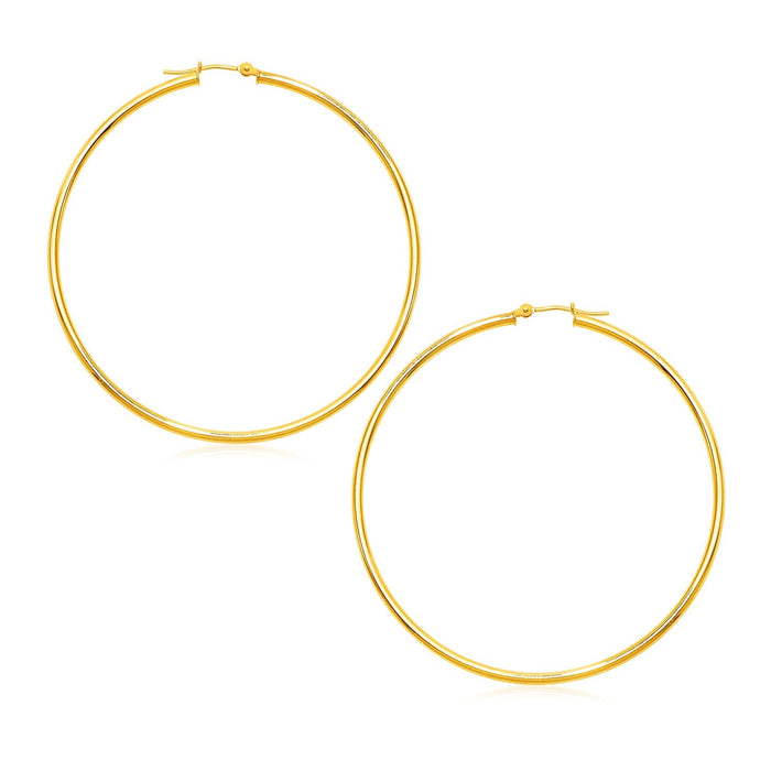 14k Yellow Gold Polished Large Round Hoop Earrings(2x60mm) by Avera Group