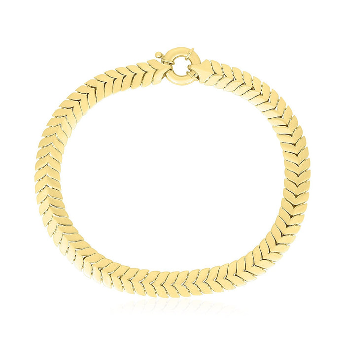 14k Yellow Gold High Polish Chevron Link Bracelet (6.00 mm) by Avera Group