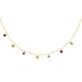 14k Yellow Gold Cable Chain Necklace with Round Multi-Tone Charms by Bids.com
