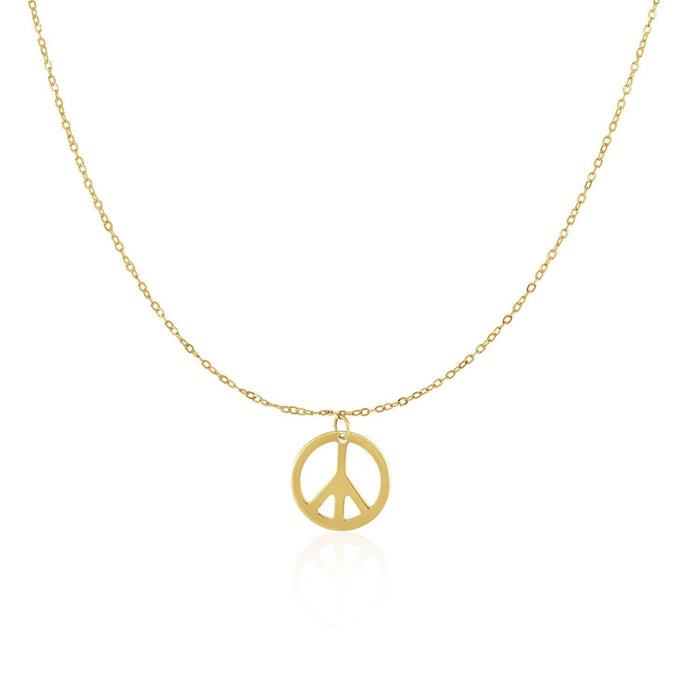 14k Yellow Gold with Peace Symbol Pendant by Avera Group