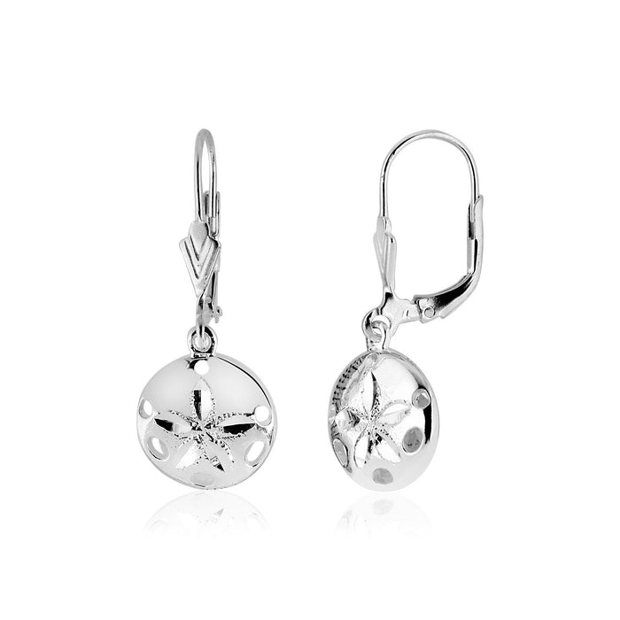Sterling Silver Polished Sand Dollar Dangle Earrings by Avera Group