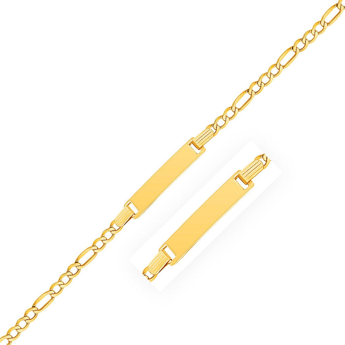 14k Yellow Gold Figaro Link Children's ID Bracelet by Avera Group