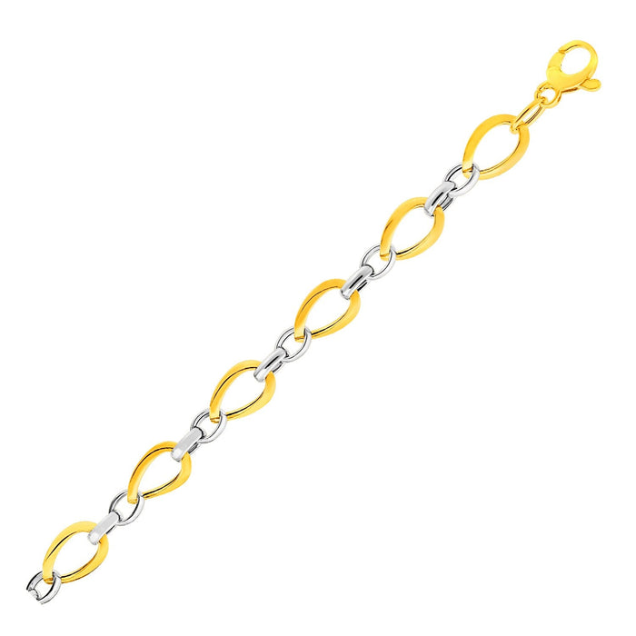 Twisted Oval Chain Bracelet in 14k Two Tone Gold by Avera Group