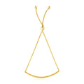 14k Yellow Gold Smooth Curved Bar Lariat Design Bracelet by Avera Group