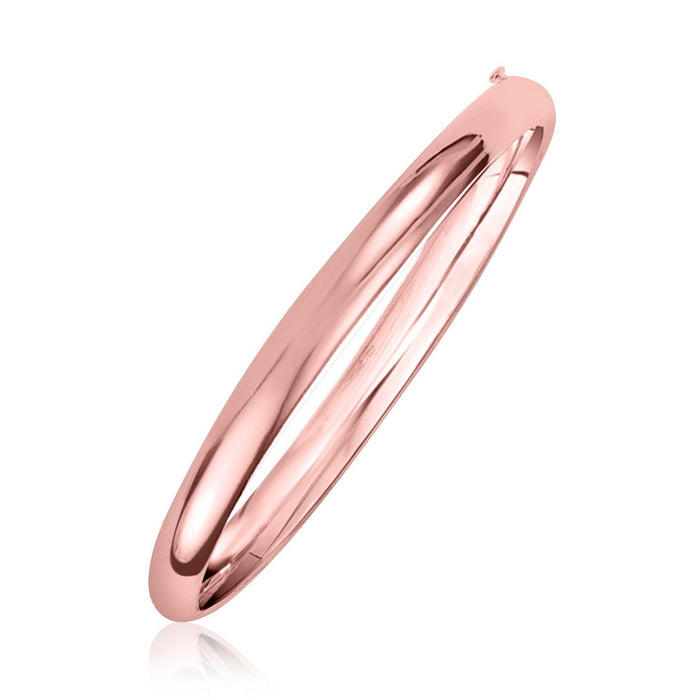 14k Rose Gold 5mm Fancy Shiny Dome Bangle by Avera Group