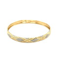 10k Two-Tone Gold Geometric Diamond Motif Bangle by Avera Group